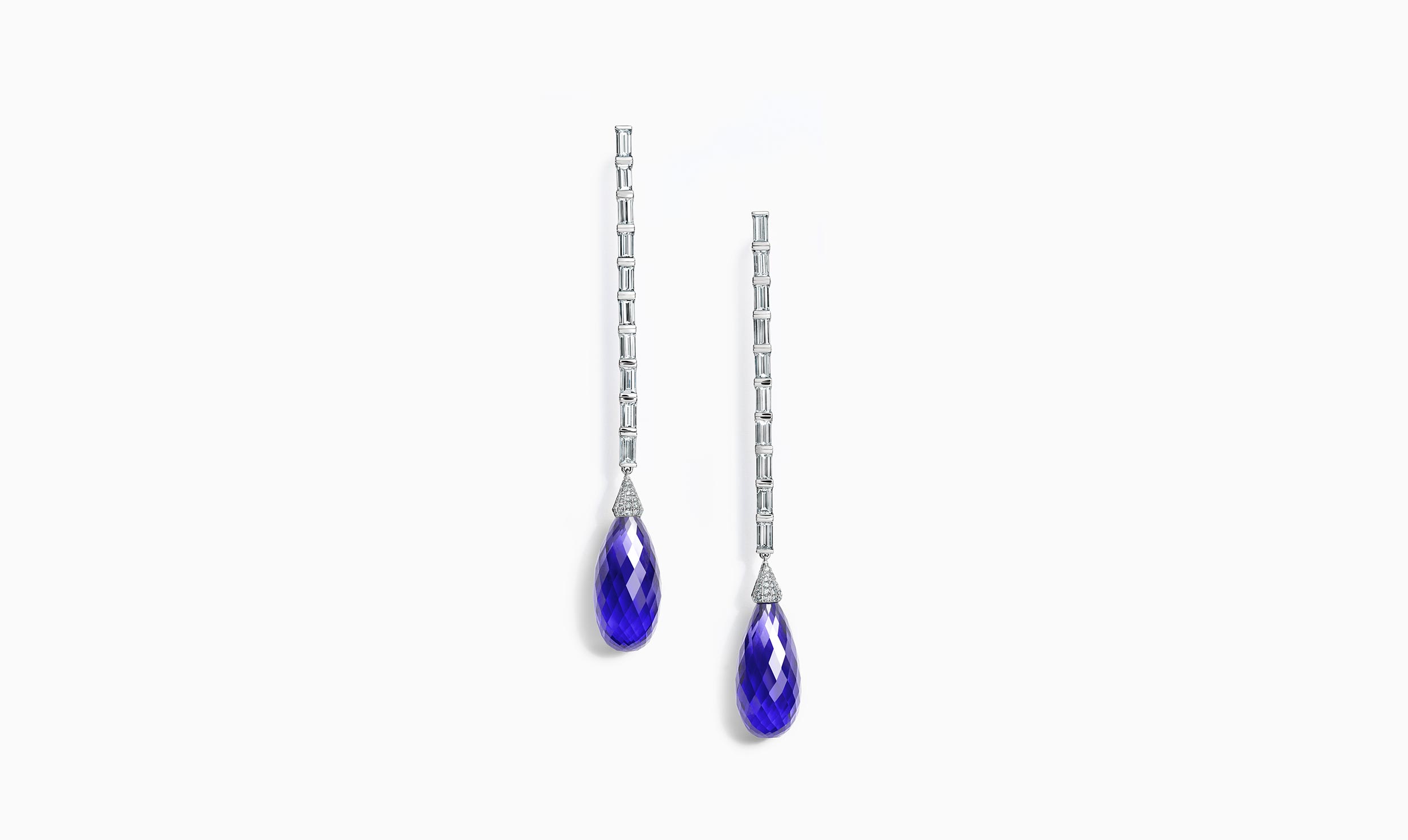 Earrings In Platinum With Tanzaniteixed Cut Diamonds Tanzanite And Diamond Drop Earrings